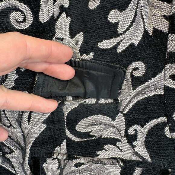 VTG Lovely Blazer Jacket Womens 12 Black White Baroque Damask Pattern 3-Button - Picture 8 of 15